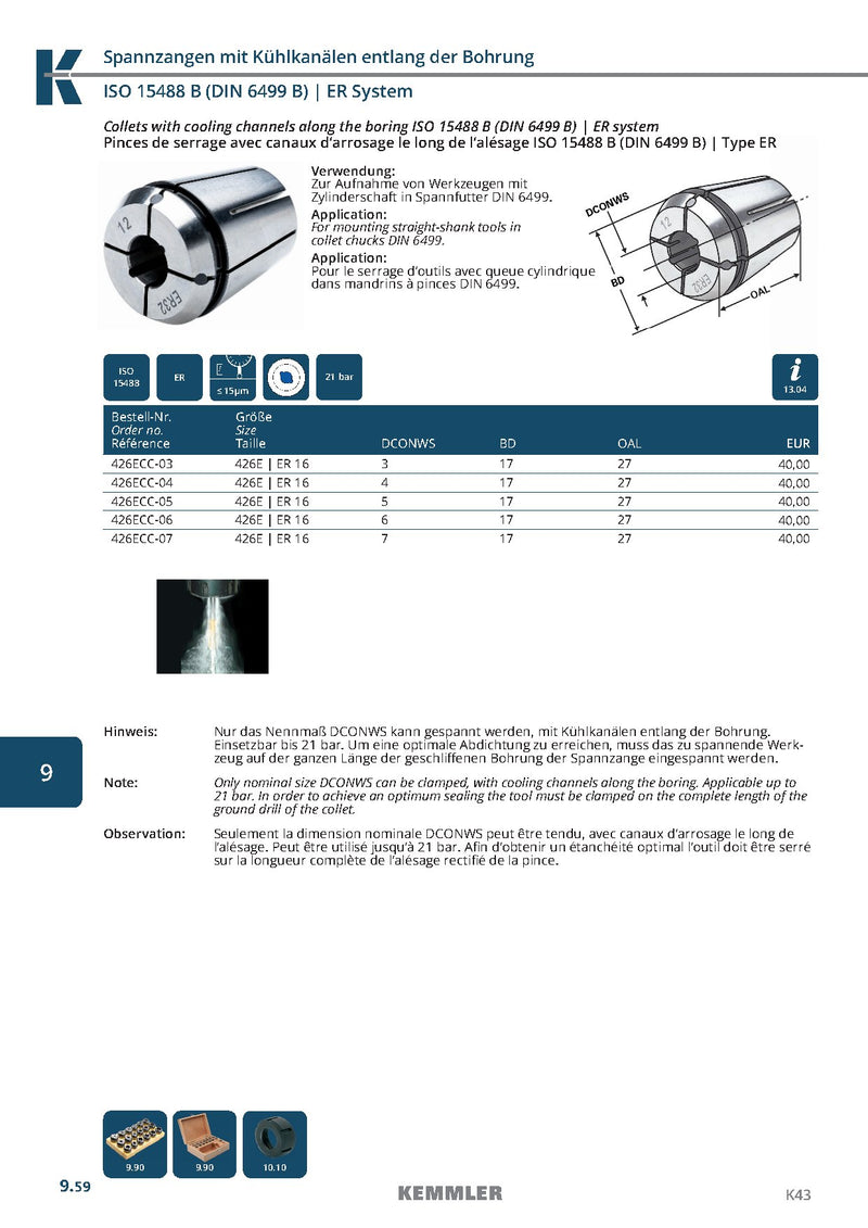 Collet ER  Sealed 21bar της Kemmler, με 3μm runout και έξτρα τρύπες για ψυκτικό - Image 4