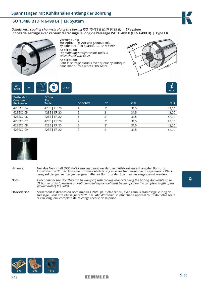 Collet ER  Sealed 21bar της Kemmler, με 3μm runout και έξτρα τρύπες για ψυκτικό - Image 5