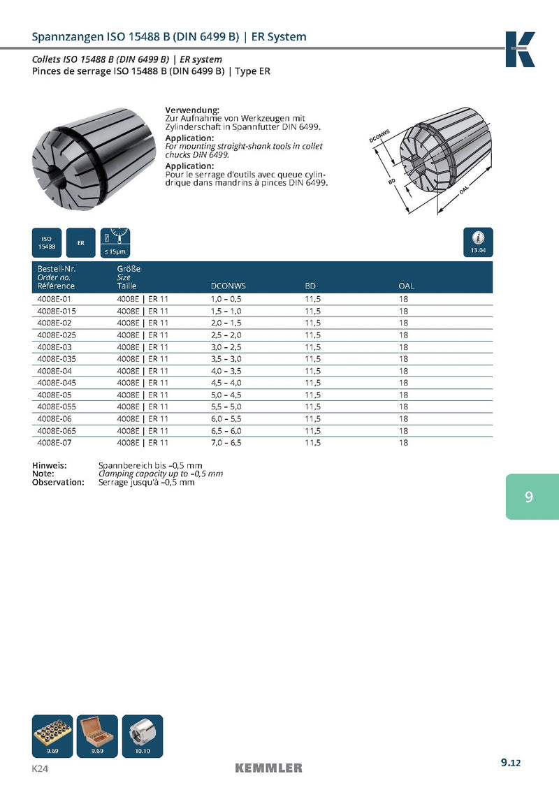 Collet ER οικονομική σειρά της Kemmler, με 18μm runout - Image 3