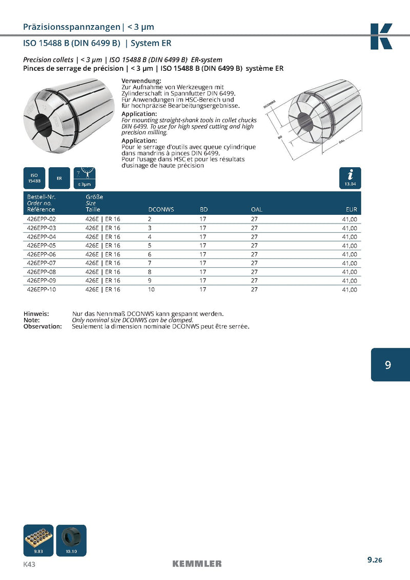 Collet ER Μεγάλης Ακρίβειας της Kemmler, με 3μm runout - Image 3