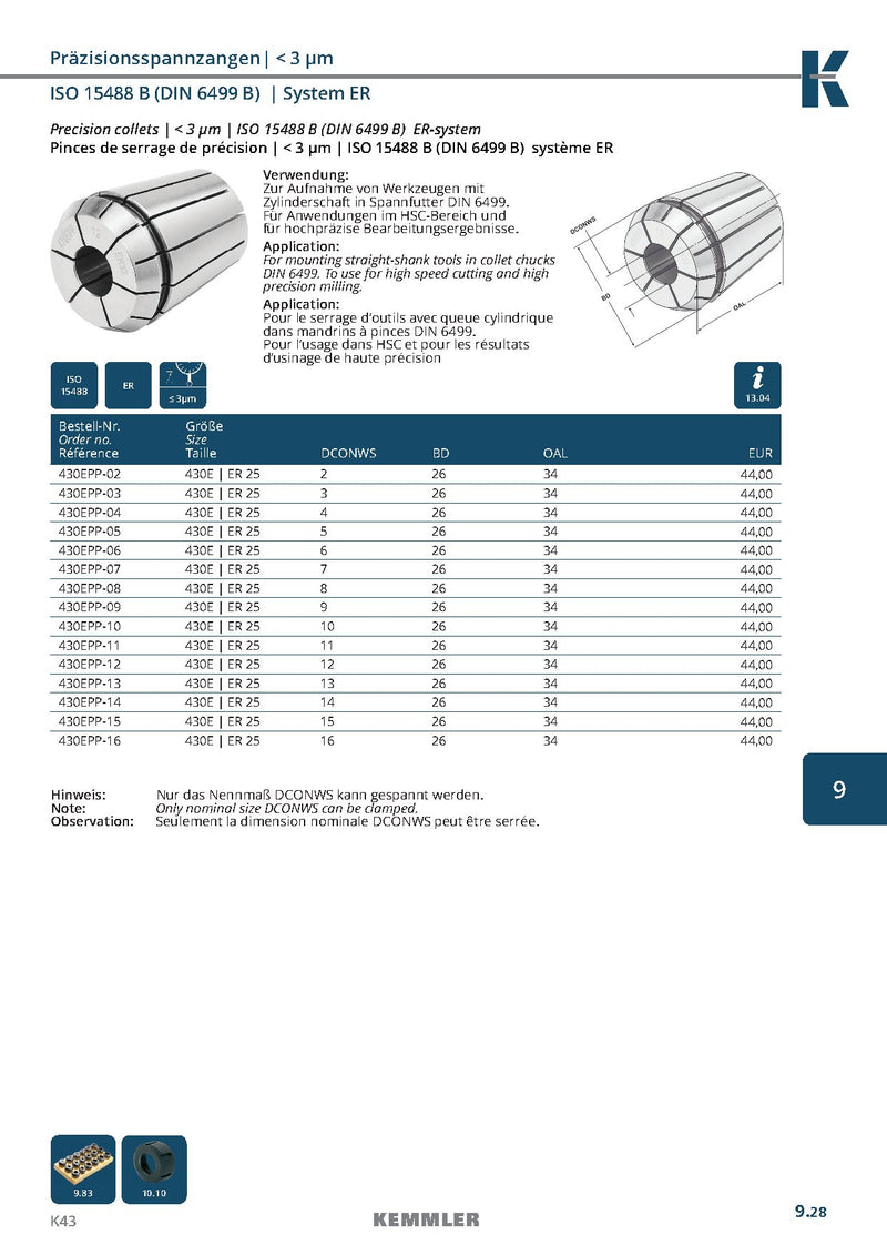 Collet ER Μεγάλης Ακρίβειας της Kemmler, με 3μm runout - Image 5
