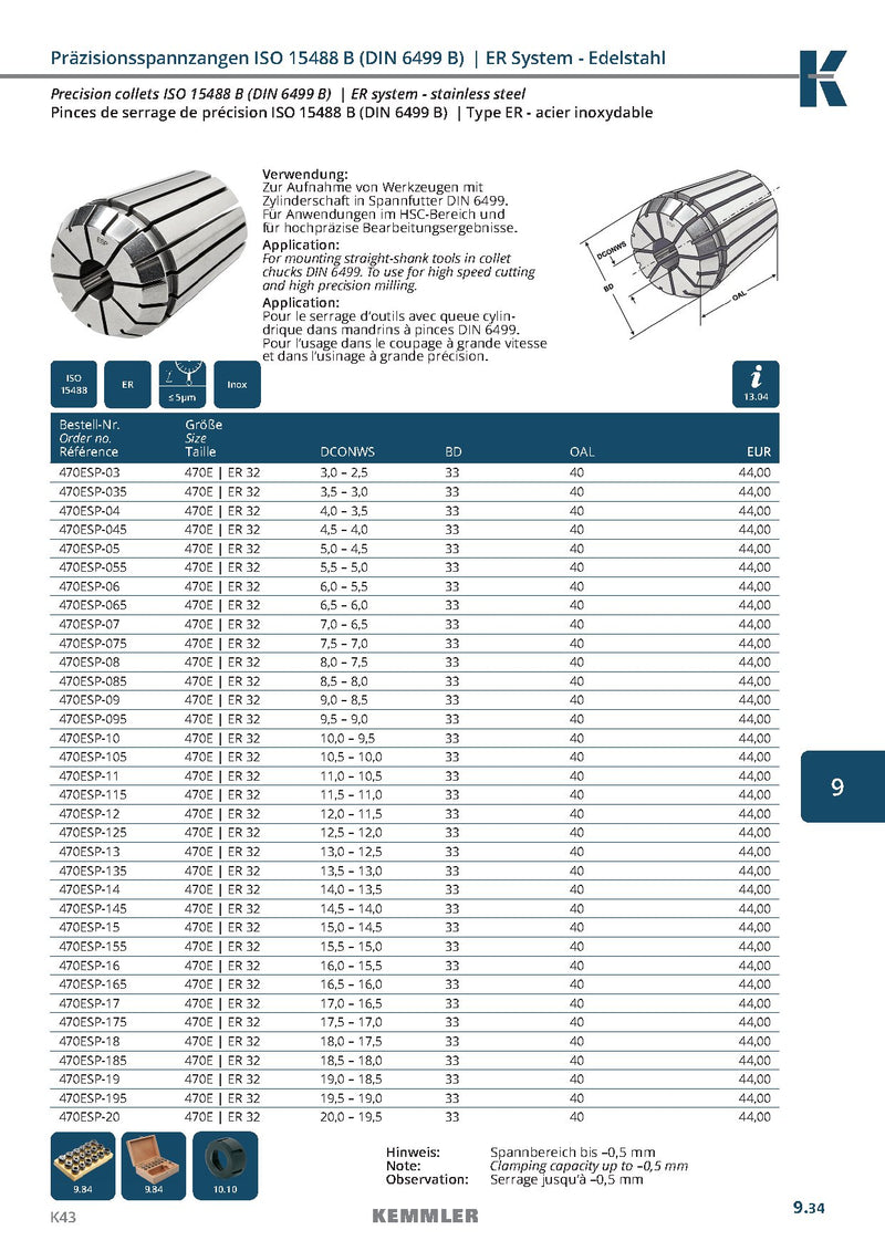 Collet ER Ακριβείας της Kemmler, με 5μm runout INOX - Image 7