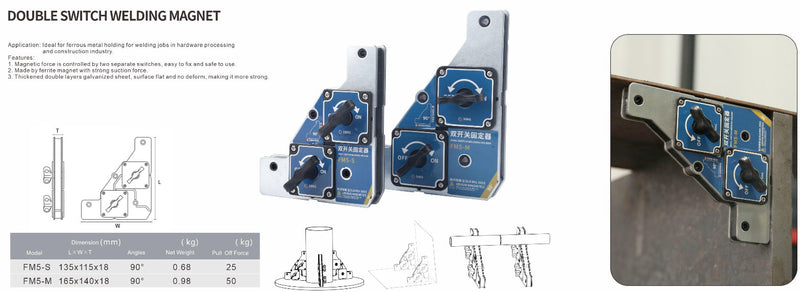 Μαγνητικό Τρίγωνο  Συγκόλλησης με 2 Διακόπτες On Off Ls