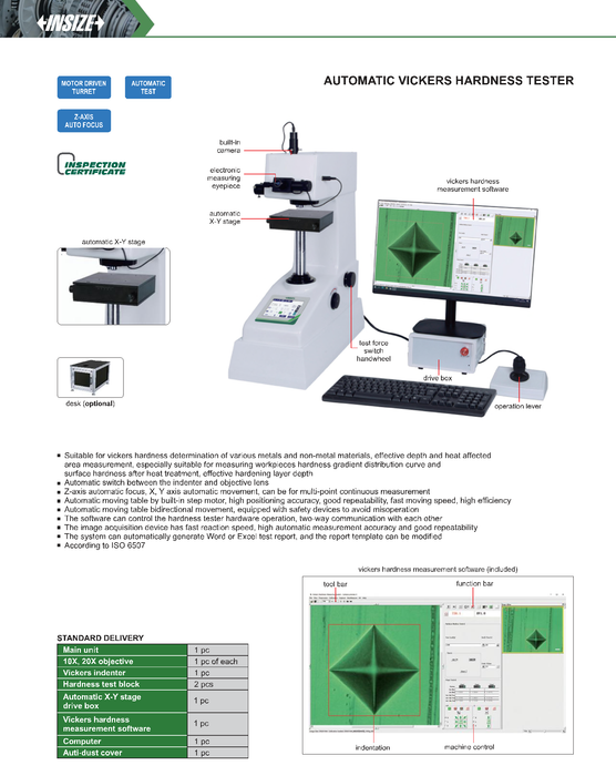 Desktop digital Vickers hardness tester - Touch screen - Computer - Autofocus Z axis