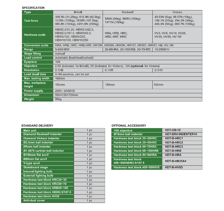 Digital Hardness Tester Brinell - Rockwell - Vickers - Touchscreen