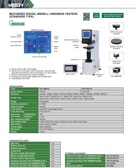 Digital Brinell Hardness Tester - Touchscreen - Microscope