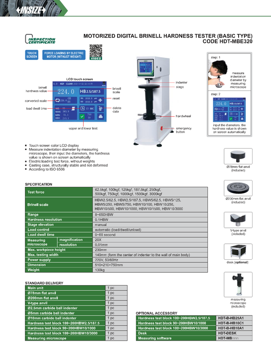Digital Brinell Hardness Tester - Touch screen - Microscope