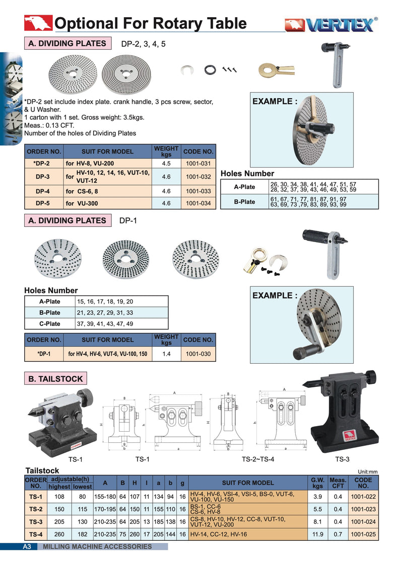 Περιστρεφόμενο Τραπέζι - Διαιρέτης Ø110-406 mm Vertex