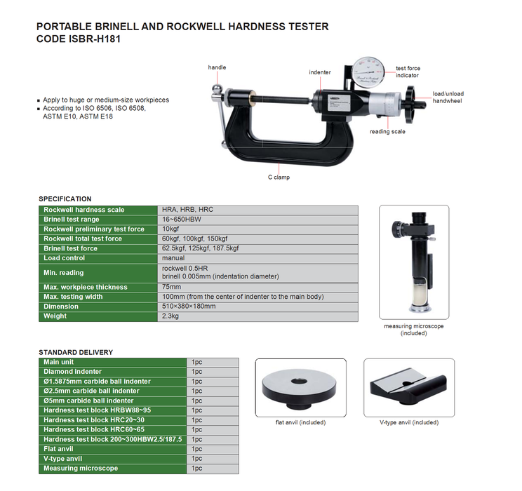 Φορητό Σκληρόμετρο BRINELL - ROCKWELL