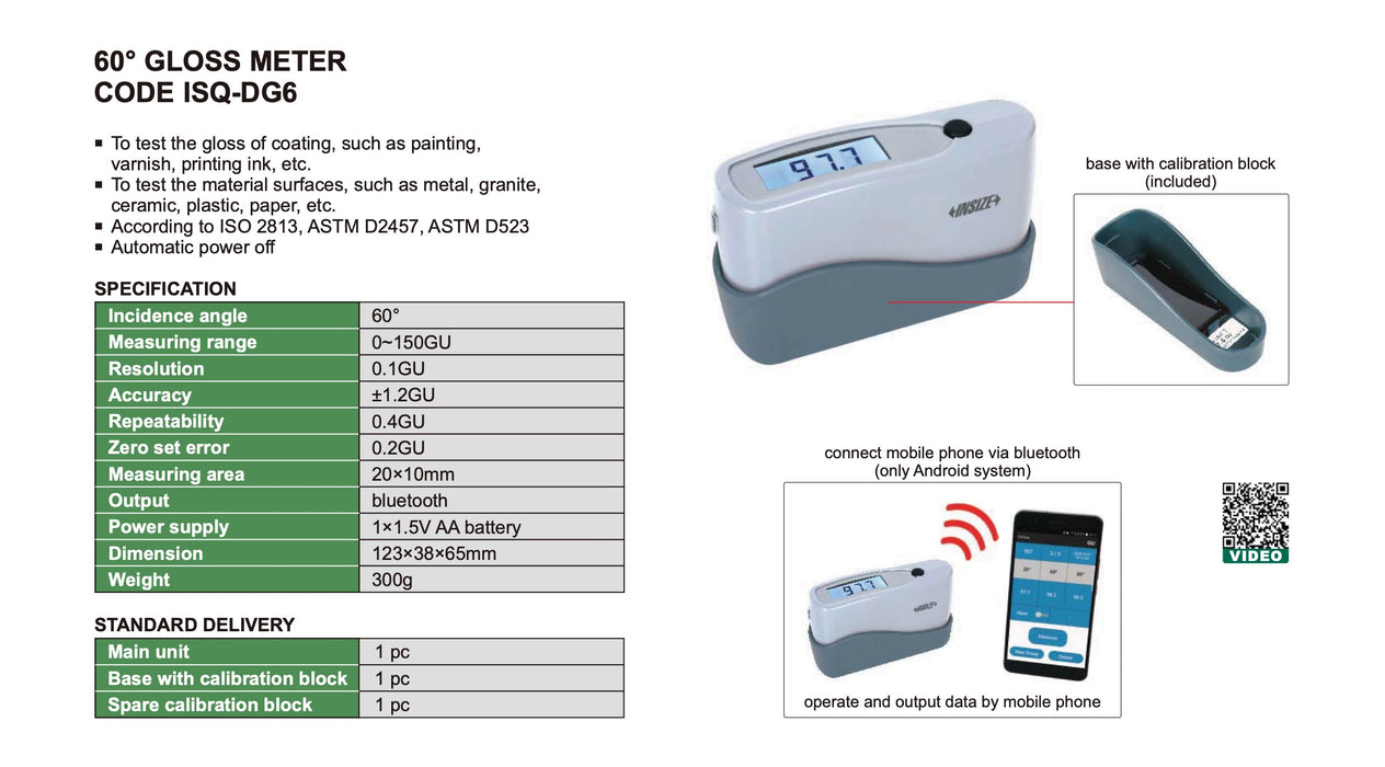 Στιλπνόμετρο Γωνίας 60° 150GU Bluetooth