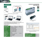 Insize ISQ-DG8 στιλπνόμετρο γωνίας 20°/60°/85° με Bluetooth, γκρι-μαύρο, με βάση βαθμονόμησης.