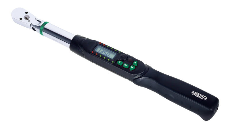 Ψηφιακό ροπόκλειδο Insize IST-21WA swing-head με οθόνη LCD, LED ένδειξης και πράσινα πλήκτρα, μαύρη λαβή