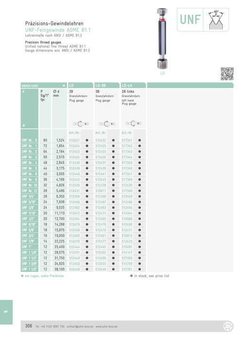 Gauge for American UNF Thread - Tolerance 3B
