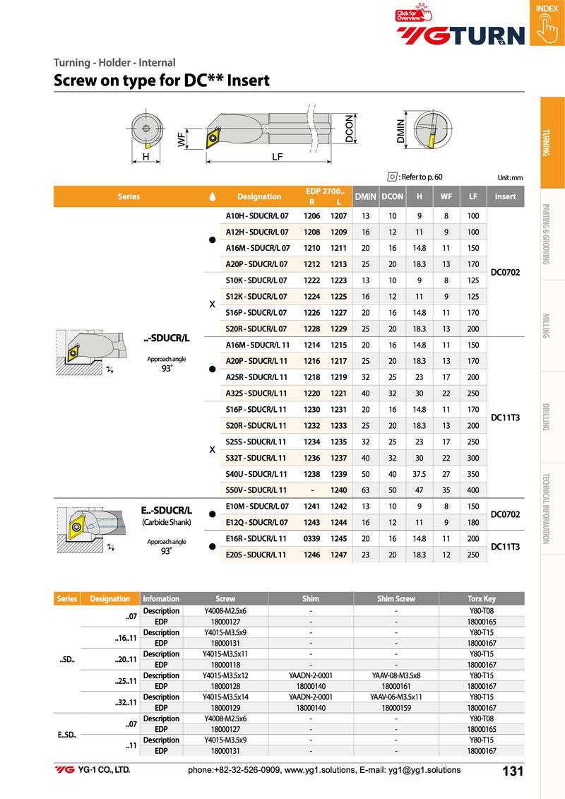 Μανέλες Τόρνου YG Εσωτερικές - Ρόμβος DC--