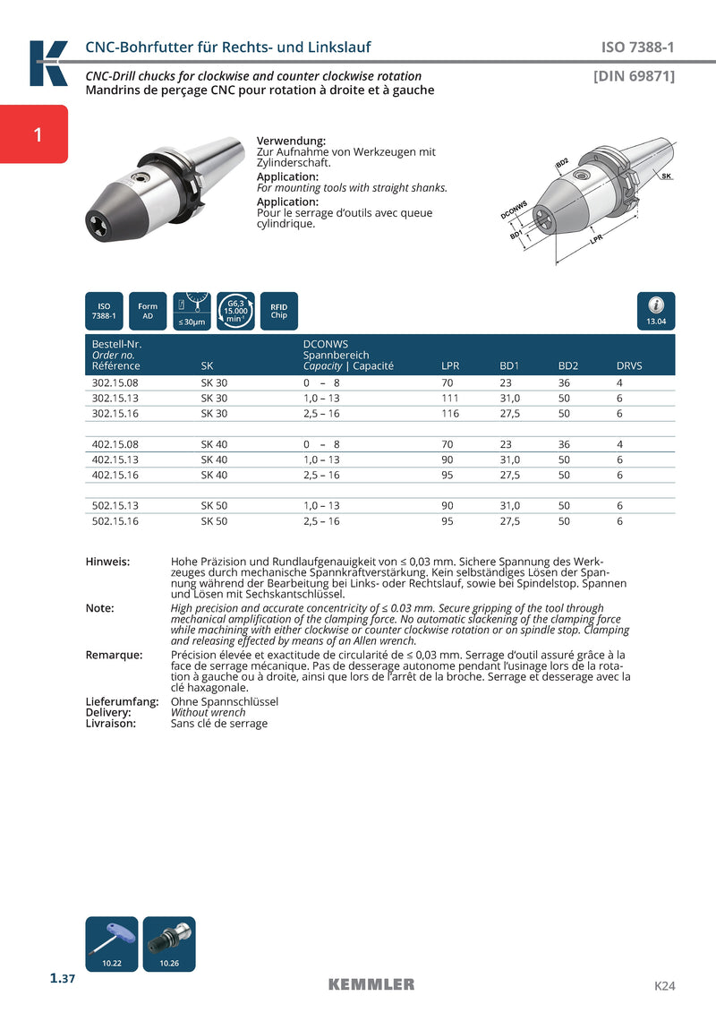 Τσοκ για Τρυπάνι CNC Αυτόματο με Κώνο SK - Image 3