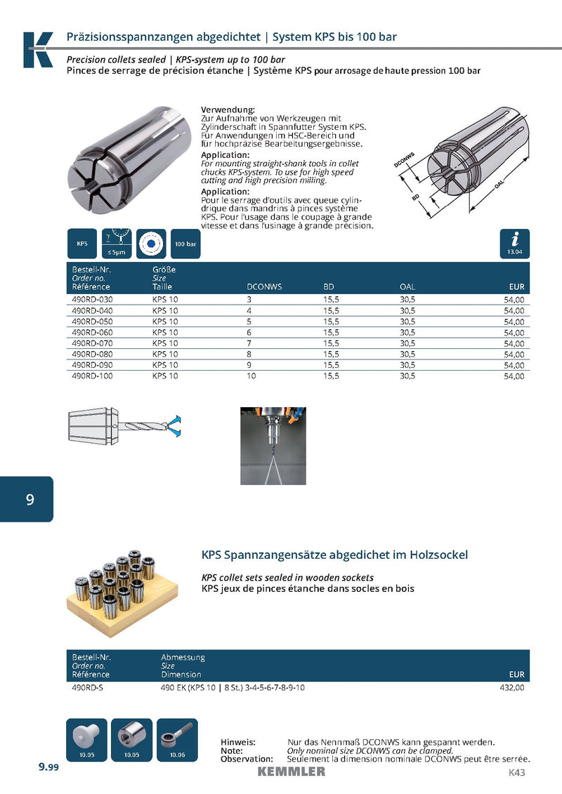 Collet KPS Sealed Ακριβείας της Kemmler με μέγιστο runout 5μm και 100bar TSC - Image 3