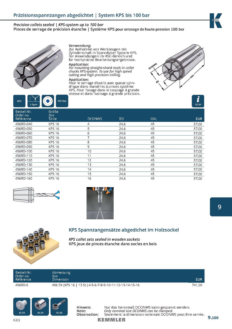 Collet KPS Sealed Ακριβείας της Kemmler με μέγιστο runout 5μm και 100bar TSC - Image 4