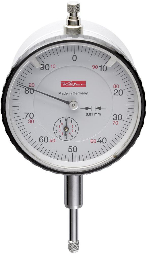Ρολόι γράφτη Käfer M 2 T Magnet Ø58 mm, λευκό καντράν 0.01 mm με μικρό δείκτη στροφών