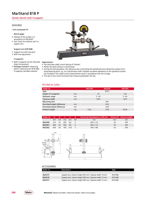 Axle and Crankshaft Inspection Table with V-Support