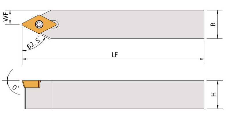 Μανέλα Τόρνου YG για Πλακίδιο Ρόμβος 55° DC-- (Φινιρίσματος-Neutral))