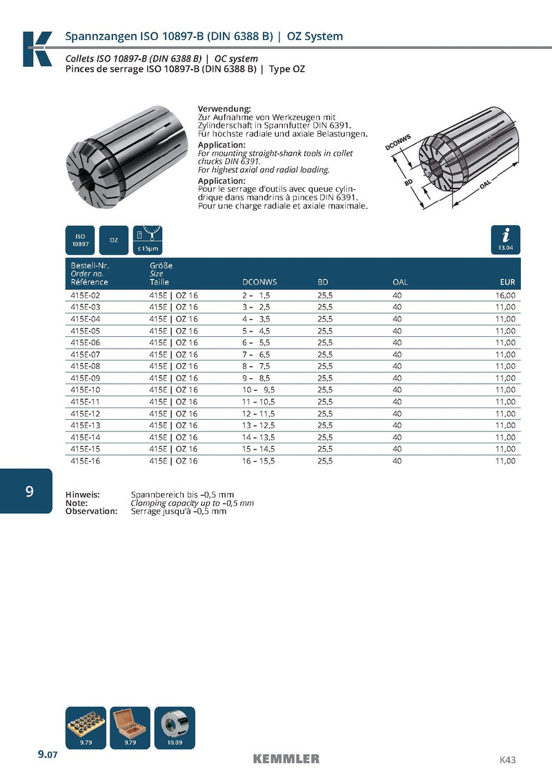 Collet OZ Οικονομική σειρά της Kemmler με μέγιστο runout 15μm - Image 3