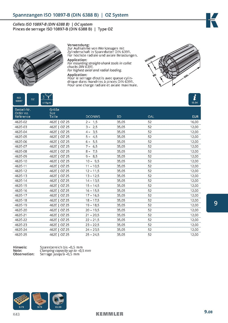 Collet OZ Οικονομική σειρά της Kemmler με μέγιστο runout 15μm - Image 4