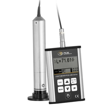 Φωτόμετρο PCE Instruments PCE-LMD 100 με ψηφιακή οθόνη και κυλινδρικό αισθητήρα σε βάση, με καλώδιο σύνδεσης