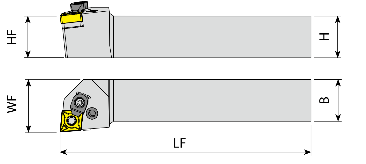 Lathe Handle YG for Rhombic Insert 80° CN-- (Roughing)