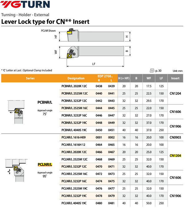 Lathe Handle YG for Rhombic Insert 80° CN-- (Roughing)