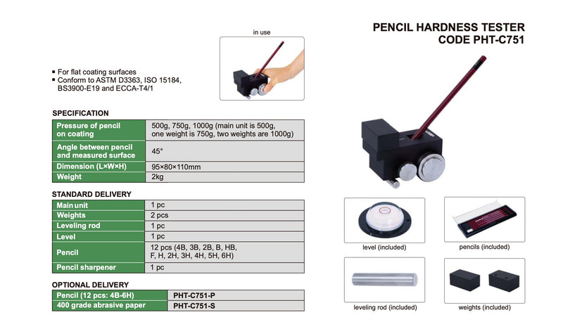Μολύβι Μέτρησης Σκληρότητας Επικάλυψης