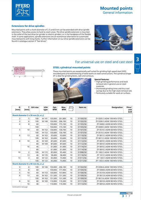 Mounted points shaft 3 mm