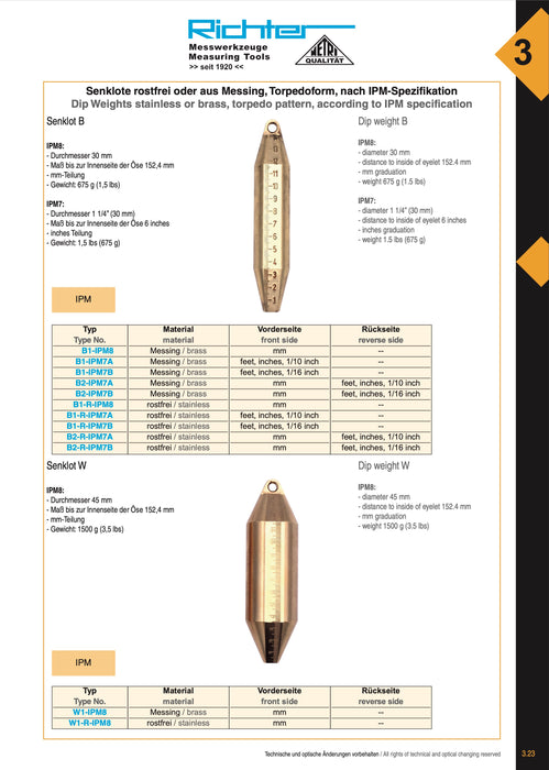 Βαρίδι IPM8 Μπρούτζινο 152.4 x 30 mm 675g Richter