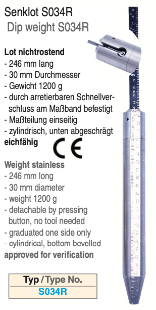 Βαρίδι INOX 246 x 30 mm 1200g Richter