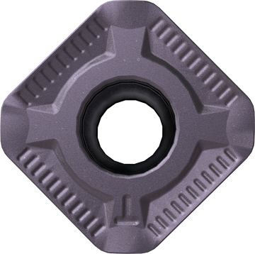 Πλακίδιο κοπής Yg SExx1204 SE*T1204 τετράγωνο 12mm, γκρι με κεντρική οπή και αυλακώσεις στις πλευρές