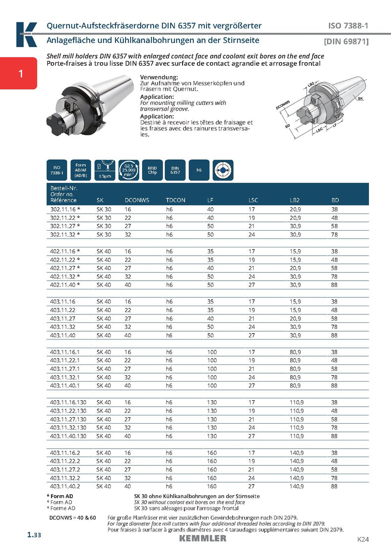 Τεχνικά χαρακτηριστικά SK-SMA2.5 (Kemmler) - Κώνος SK για Φρεζοκεφαλή 2.5G-25,000RPM Coolant Through (Kemmler) (σελ. 2)