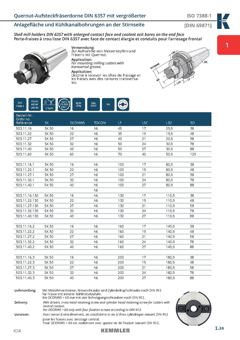 Τεχνικά χαρακτηριστικά SK-SMA2.5 (Kemmler) - Κώνος SK για Φρεζοκεφαλή 2.5G-25,000RPM Coolant Through (Kemmler) (σελ. 3)