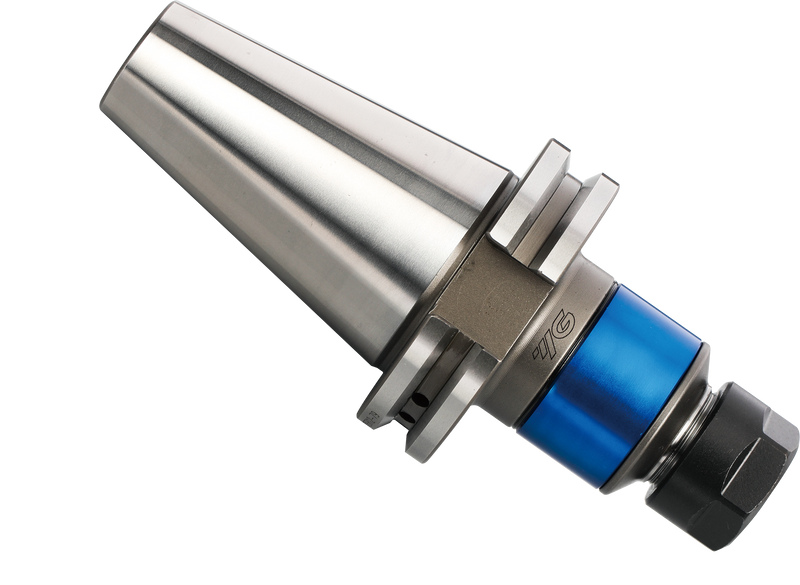 Κώνος YG SK-SYTER για synchro tapping chuck, ασημί σώμα με μπλε δαχτυλίδι και μαύρο παξιμάδι ER collet