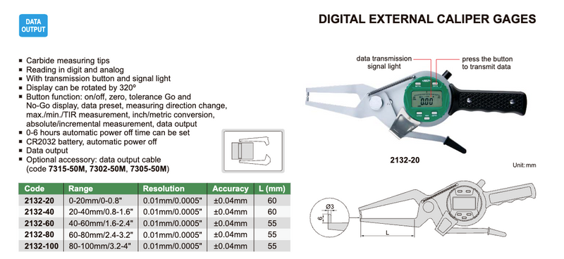 Παχύμετρο Κουμπάσο Εξωτερικό Insize