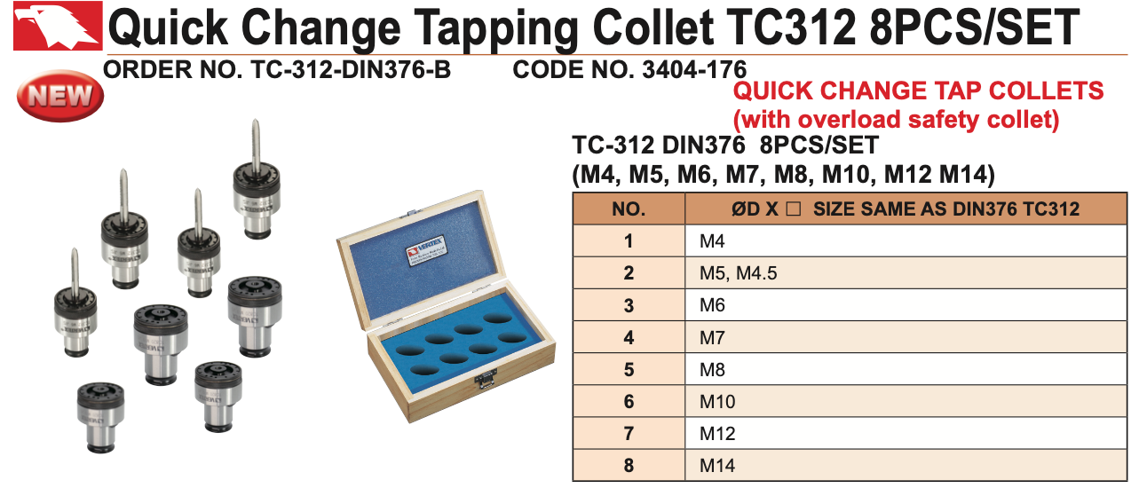TC-312-DIN376-B - Σετ Collet Κολαούζων