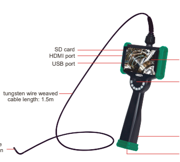 Βιομηχανικό Ενδοσκόπιο Ø1/ 1.5 m με περιστρεφόμενη κεφαλή 360º Insize