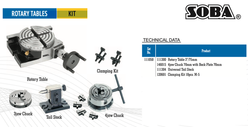 ΣΕΤ Περιστρεφόμενο Τραπέζι 75-100 mm + Τσόκ + Πόντα Soba
