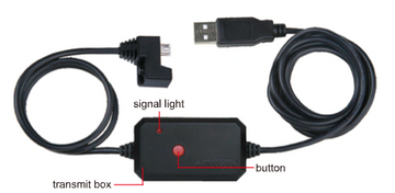 Καλώδιο USB σύνδεσης Insize 7302 με transmit box, κουμπί και ενδεικτική λυχνία, μαύρο, βύσματα USB-A και micro-USB γωνιακό