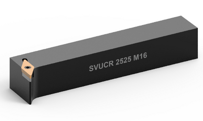 Μανέλα τόρνου Echain SVUCR 2525 M16, μαύρη, με πλακίδιο ρόμβος 35° VC-- στην άκρη