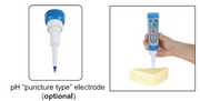 Ηλεκτρόδιο pH διείσδυσης Insize 0432-HB-P, λευκό με μπλε καπάκι και μυτερή άκρη, σε χρήση σε τρόφιμο