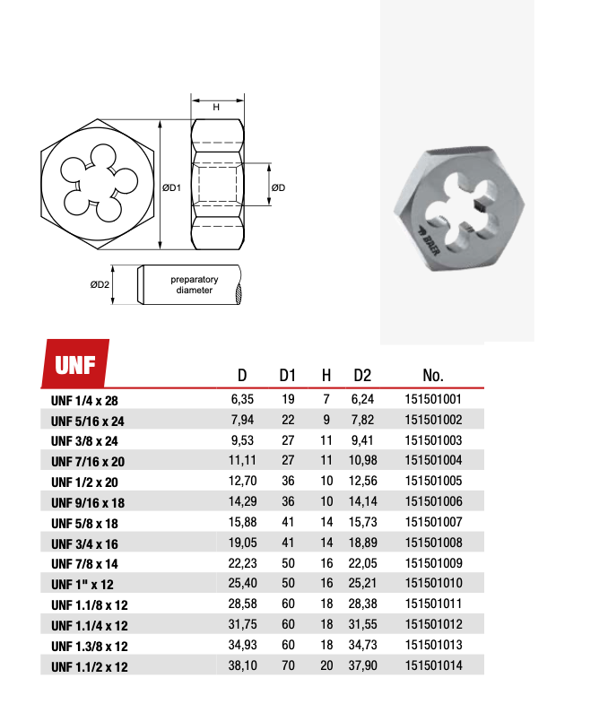 Φιλιέρα Εξάγωνη UNF Αμερικάνικου Σπειρώματος Ίντσας (Fine - Ψιλόπασο)