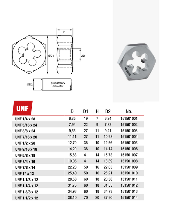 Φιλιέρα Εξάγωνη UNF Αμερικάνικου Σπειρώματος Ίντσας (Fine - Ψιλόπασο)