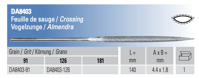 Handheld Almond-Shaped Diamond File