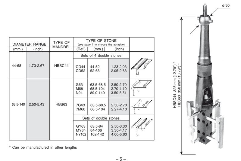 Κεφαλή Honing Κατακόρυφη - Αυτόματη Διαστολή Ø44-68 mm