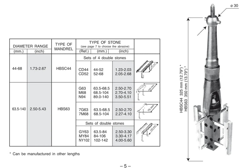 Κεφαλή Honing Κατακόρυφη - Αυτόματη Διαστολή Ø63.5-140 mm