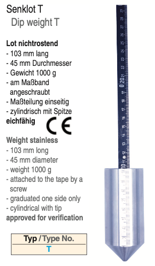 Βαρίδι Ανοξείδωτο 103 x 45 mm 1000g Richter